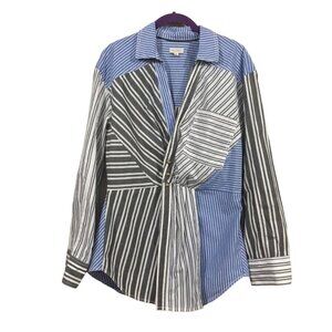 Striped Blue and Black Women's Top